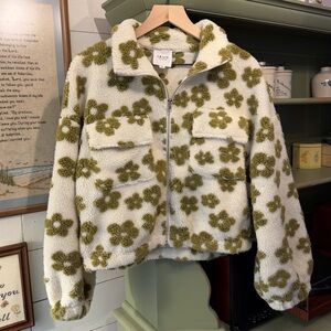 Le Lis Teddy Jacket with Olive Floral Pattern